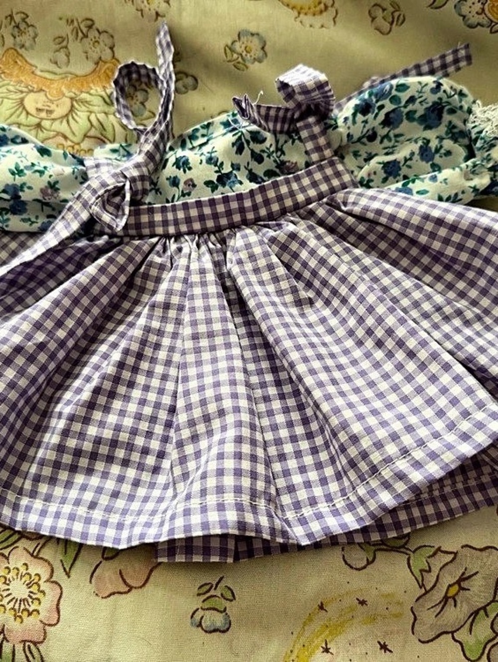 CPK Replica Shoulde-Tie Purple & White Gingham Dress NEW